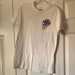White Graphic T-Shirt with Skull Design